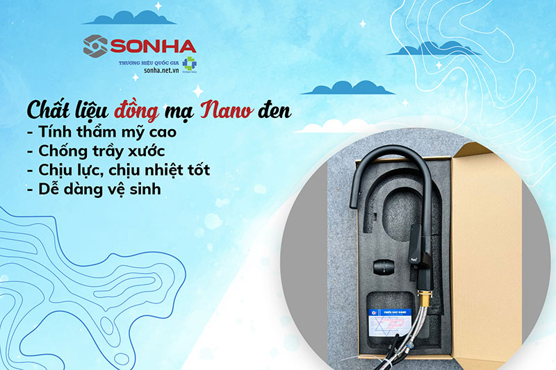 V&ograve;i rửa b&aacute;t Kagol K58 chất liệu đồng mạ nano đen