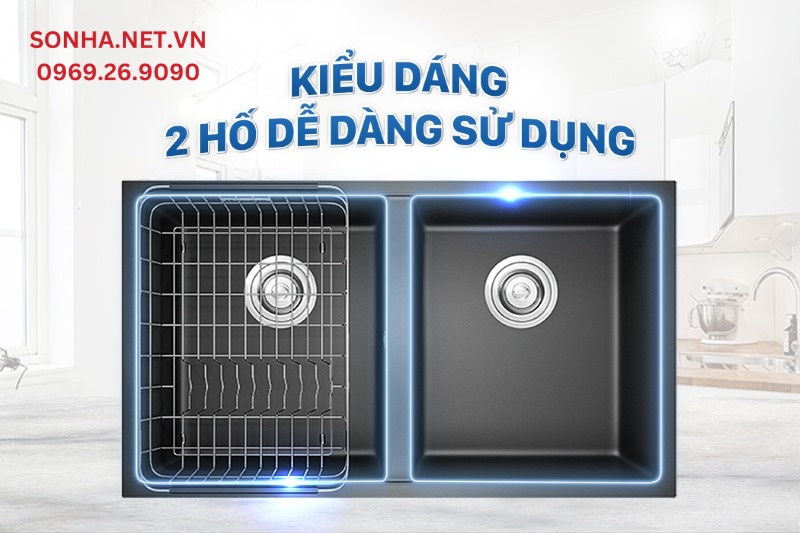 Kiểu d&aacute;ng 2 hố dễ d&agrave;ng sử dụng