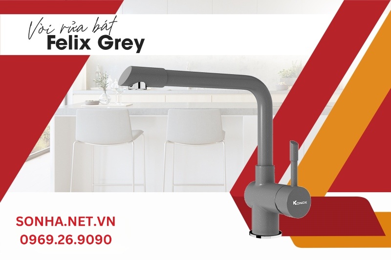 V&ograve;i rửa b&aacute;t Konox n&oacute;ng lạnh Felix Grey