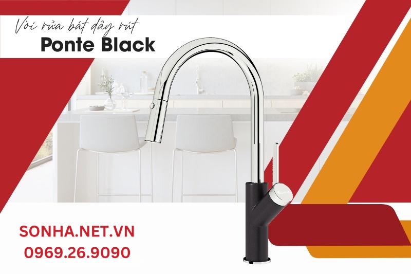 V&ograve;i rửa b&aacute;t d&acirc;y r&uacute;t Ponte Black