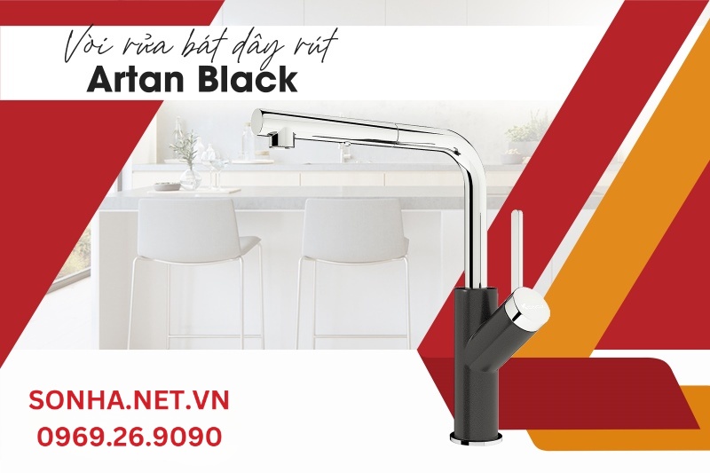 V&ograve;i rửa b&aacute;t Konox Artan Black