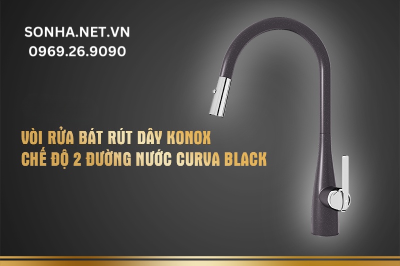 V&ograve;i rửa b&aacute;t r&uacute;t d&acirc;y Konox chế độ 2 đường nước Curva Black