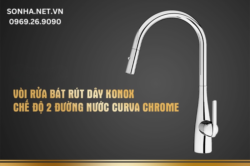 V&ograve;i rửa b&aacute;t r&uacute;t d&acirc;y Konox chế độ 2 đường nước Curva Chrome