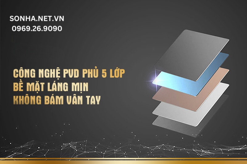 Bề mặt l&aacute;ng mịn kh&ocirc;ng b&aacute;m v&acirc;n tay