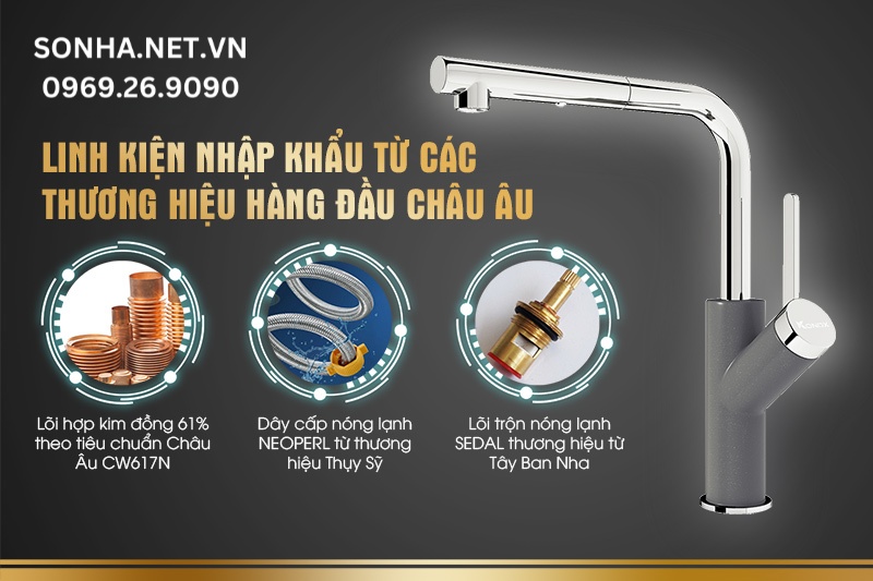 Linh kiện được nhập khẩu từ các thương hiệu hàng đầu Châu Âu
