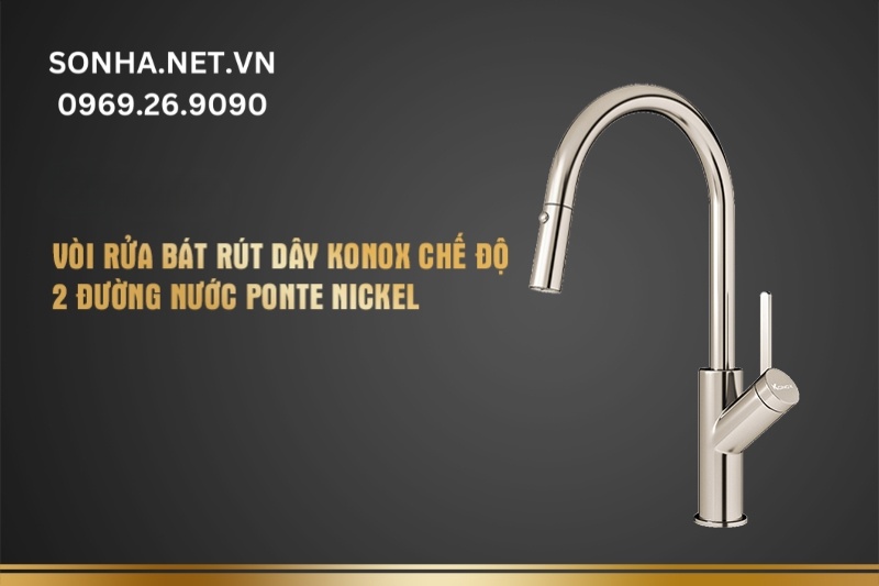V&ograve;i rửa b&aacute;t r&uacute;t d&acirc;y Konox chế độ 2 đường nước Ponte Nickel