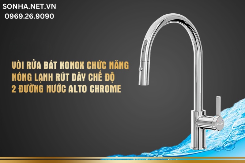 V&ograve;i rửa b&aacute;t Konox chế độ 2 đường nước ALTO CHROME