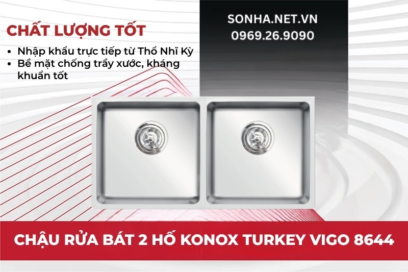 Bồn rửa ch&eacute;n Konox Vigo 8644 c&oacute; được kiểm định chất lượng r&otilde; r&agrave;ng