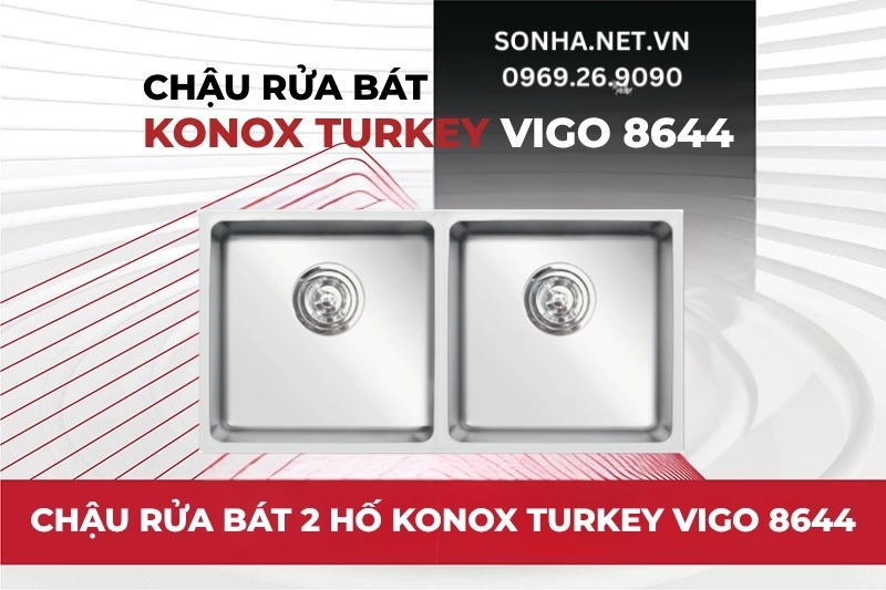 Si&ecirc;u phẩm chậu rửa b&aacute;t 2 hố Konox Turkey Vigo 8644 ch&iacute;nh h&atilde;ng