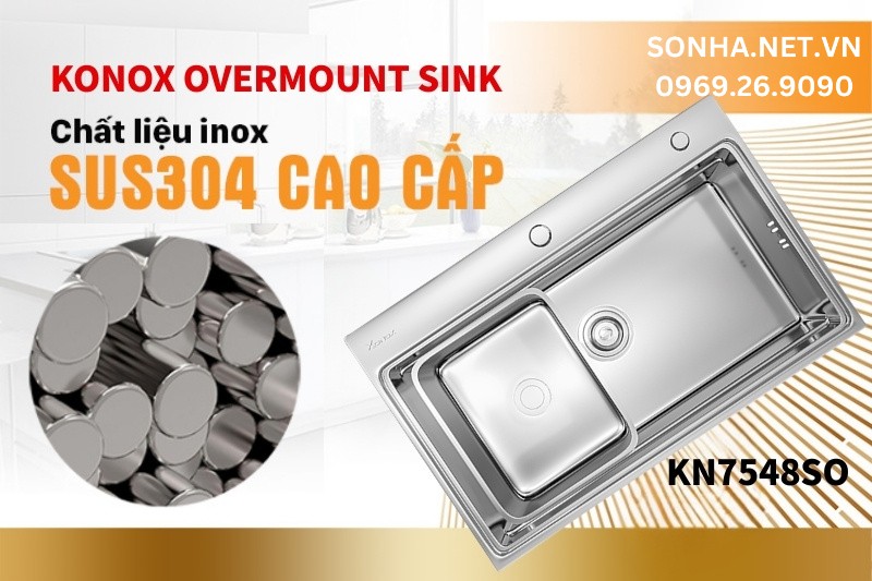 Chậu konox KN7548SO được sản xuất từ inox SUS304