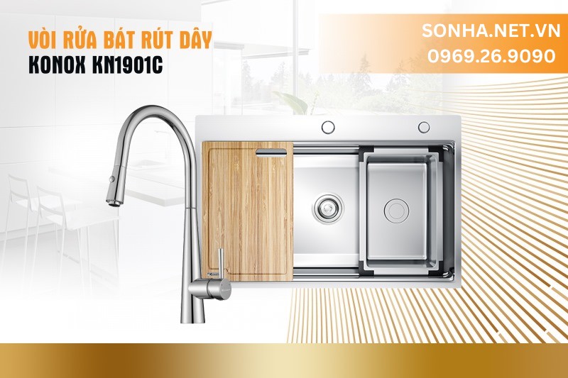V&ograve;i rửa b&aacute;t r&uacute;t d&acirc;y Konox KN1901C