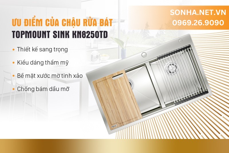 Đặc điểm nổi bật của chậu rửa b&aacute;t Konox Workstation - Topmount Sink KN8250TD