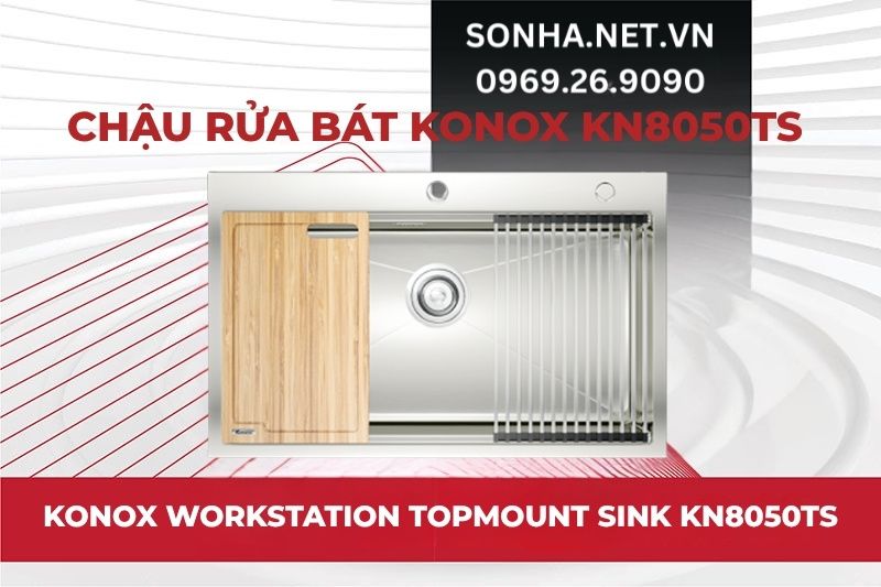 Si&ecirc;u phẩm chậu rửa b&aacute;t 1 hố cao cấp Konox KN8050TS