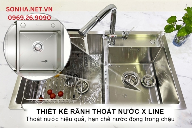 Tho&aacute;t nước hiệu quả với thiết kế r&atilde;nh tho&aacute;t nước X-line