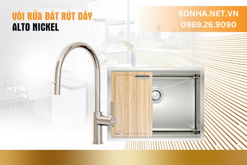 V&ograve;i rửa b&aacute;t n&oacute;ng lạnh Konox Alto Nickel