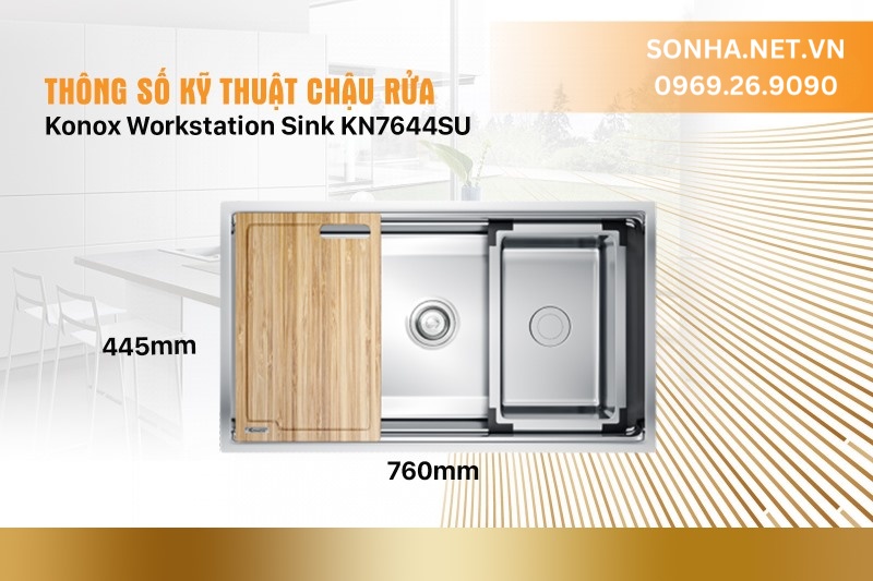 Th&ocirc;ng số kỹ thuật Konox Undermount Sink KN7644SU Dekor