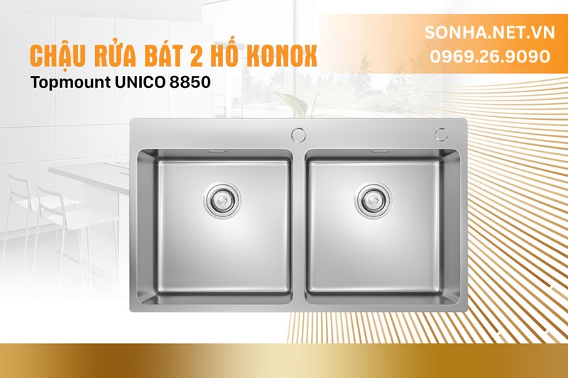 Chậu Konox 8850 Topmount Unico thiết kế th&ocirc;ng minh, tiện &iacute;ch 