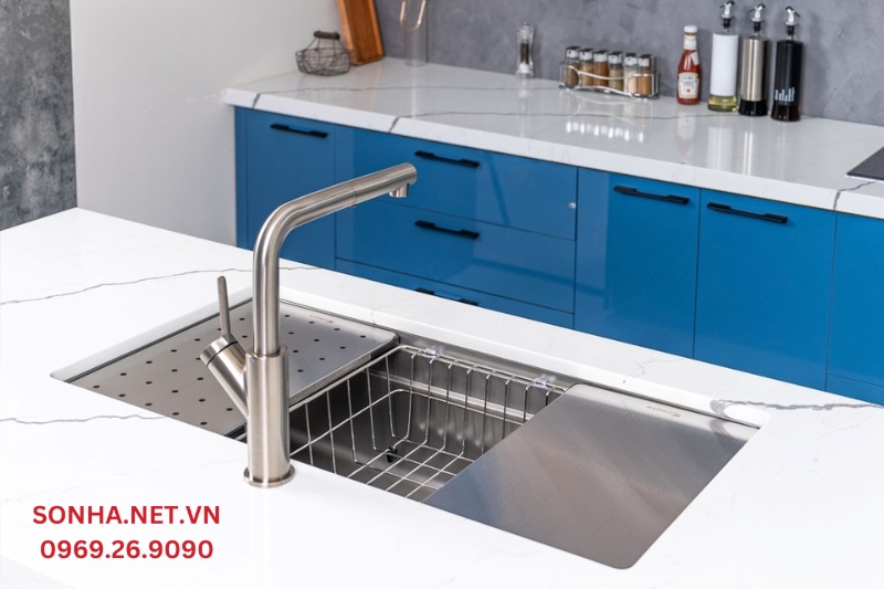 H&igrave;nh ảnh thực tế chậu rửa b&aacute;t 1 hố Konox KN8644SU Dekor