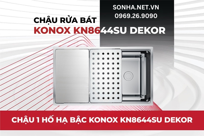 Si&ecirc;u phẩm chậu rửa b&aacute;t 1 hố chống xước Konox KN8644SU Dekor