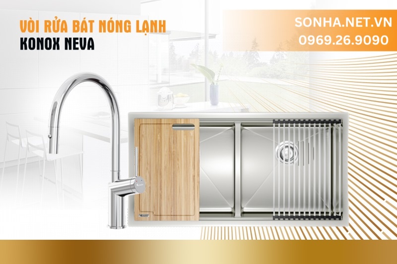 V&ograve;i rửa b&aacute;t n&oacute;ng lạnh Konox Neva