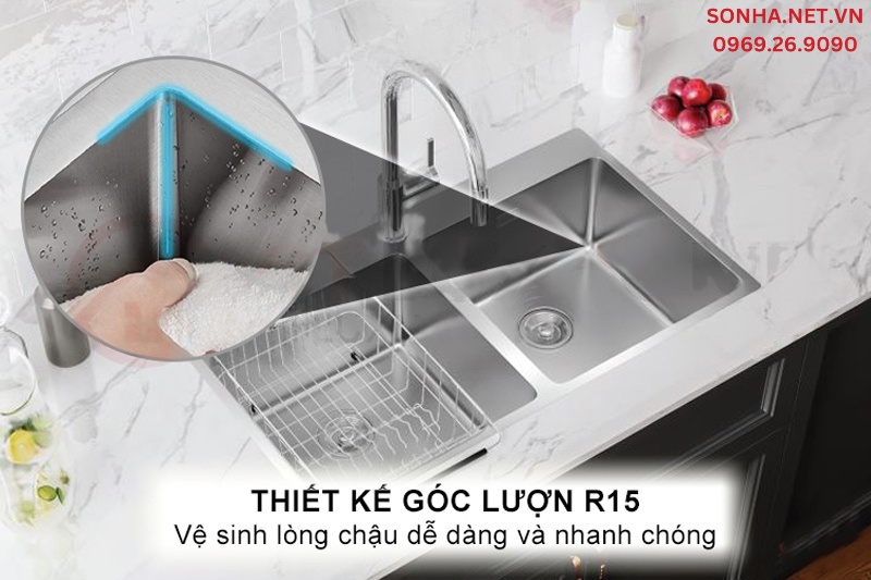 G&oacute;c lượn R15 si&ecirc;u mượt dễ d&agrave;ng vệ sinh
