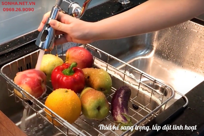 H&igrave;nh ảnh thực tế bồn rửa ch&eacute;n Konox KN8246DUA