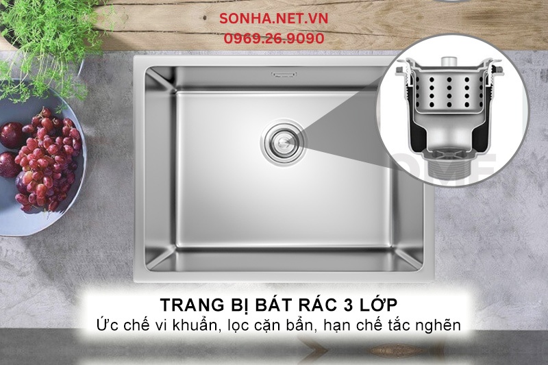 Bát rác 3 lớp lọc sạch cặn bẩn, thực phẩm và hạn chế tắc nghẽn