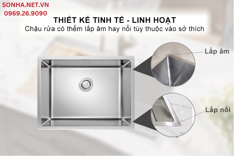 Không gian sang trọng tinh tế với thiết kế lắp âm và lắp nổi linh hoạt