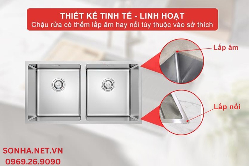 Thiết kế sang trọng tinh tế, lắp đặt linh hoạt ph&ugrave; hợp mọi kh&ocirc;ng gian bếp