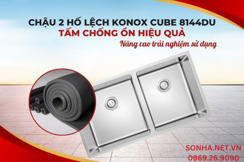 Chậu rửa b&aacute;t Konox Undermount CUBE 8144DU c&oacute; tấm chống ồn hiệu quả