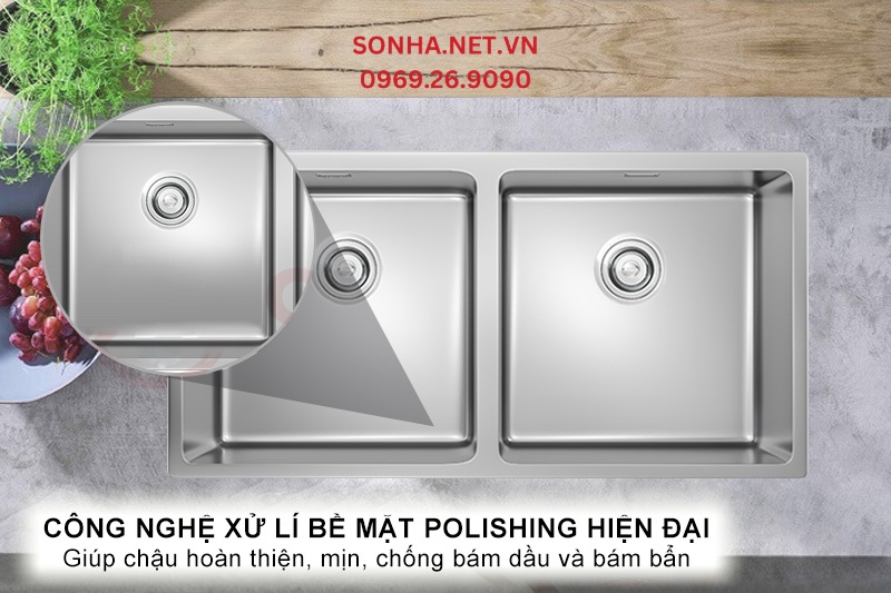 Bề mặt chống b&aacute;m dầu, s&aacute;ng b&oacute;ng nổi bật nhờ c&ocirc;ng nghệ Polishing