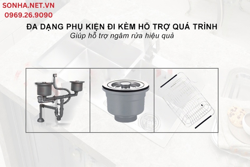 Chậu rửa b&aacute;t 2 hố KONOX Undermount CUBE 8744DU