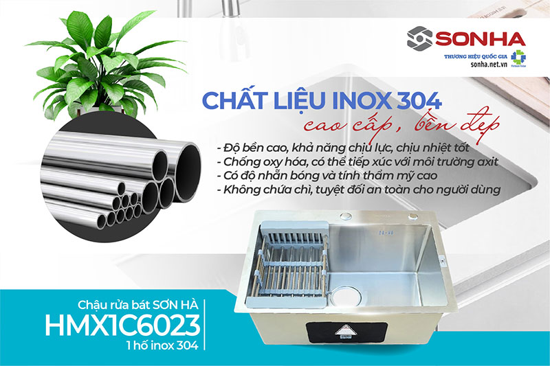 Bồn rửa ch&eacute;n 1 hộc Trang Chủ Game Trực Tuyến Cổng Game 8kbet.com HMX1C6023 l&agrave;m từ inox 304