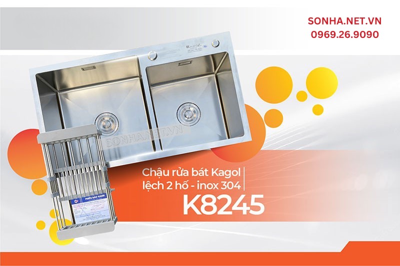 Chậu rửa b&aacute;t Kagol K8245-304 tiện &iacute;ch, hiện đại