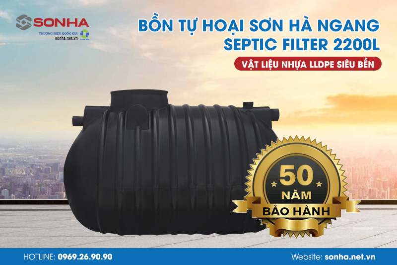 Bồn tự hoại Septic l&agrave;m từ vật liệu LLDPE si&ecirc;u bền