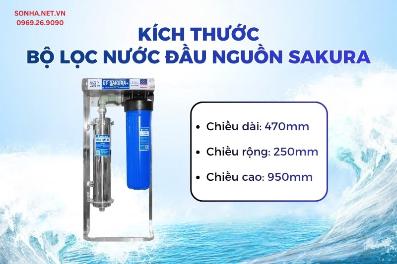 Kích thước bộ lọc nước đầu nguồn UF Sakura