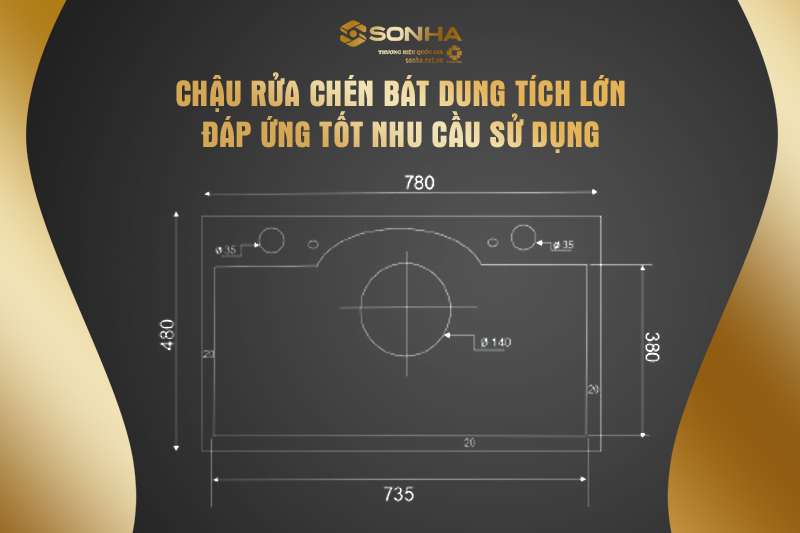 Chậu rửa dung t&iacute;ch lớn đ&aacute;p ứng tốt nhu cầu sử dụng