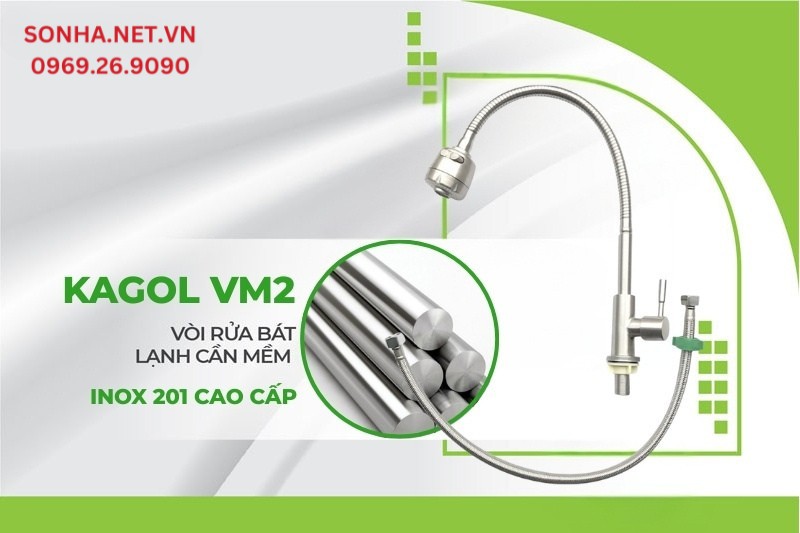 V&ograve;i rửa b&aacute;t ch&eacute;n Kagol VM2 được l&agrave;m từ inox 201 cao cấp