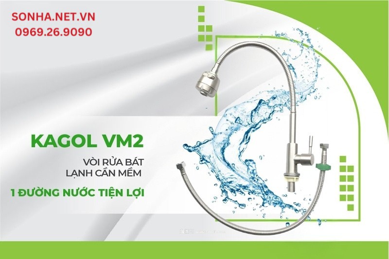 V&ograve;i rửa b&aacute;t 1 đường nước lạnh Kagol VM2 dễ d&agrave;ng lắp đặt
