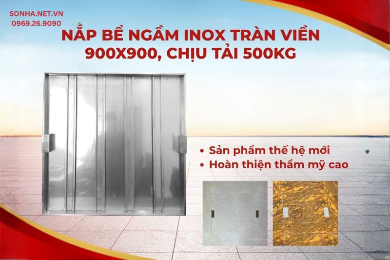 Si&ecirc;u phẩm nắp bể nước ngầm inox 900x900 chịu tải 500Kg