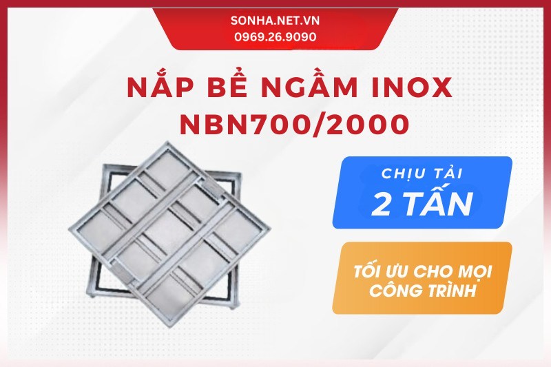 Nắp bể ngầm inox 700x700, chịu tải 2 tấn