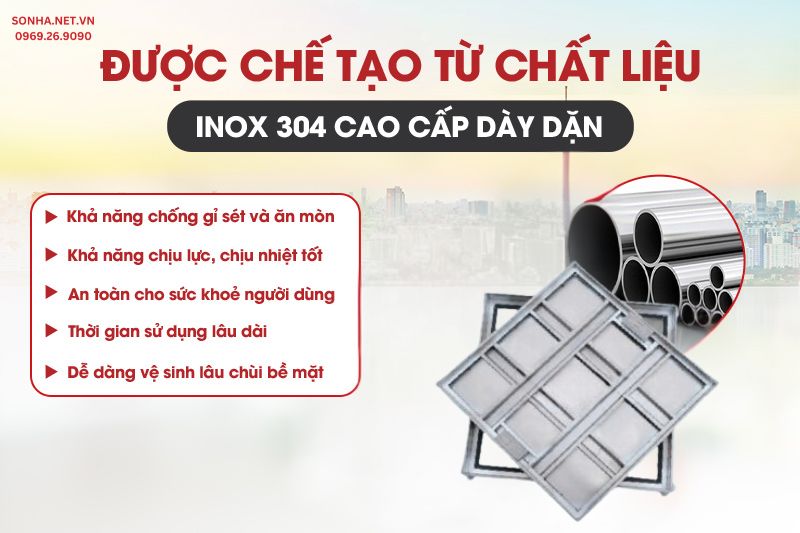 Nắp bể ngầm NBN1200-600/2000 được làm từ inox cao cấp
