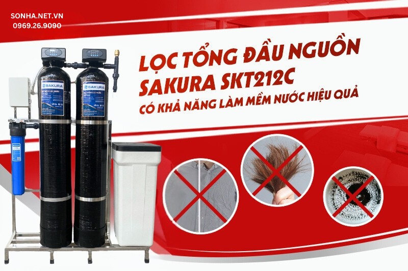 Sakura SKT212C c&oacute; khả năng l&agrave;m mềm nước hiệu quả