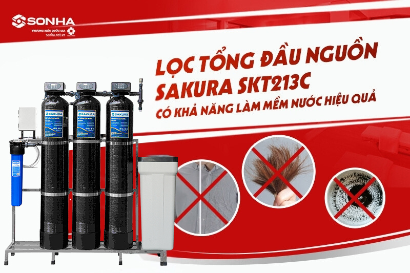 Lọc tổng Sakura SKT213C c&oacute; khả năng l&agrave;m mềm nước hiệu quả