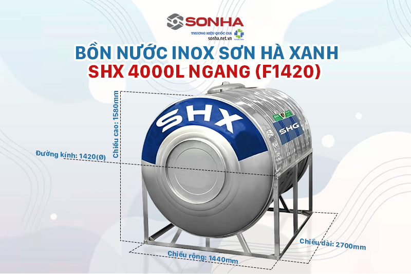 K&iacute;ch thước 8KBET 456 được xếp hạng cao nhất inox SHX 4000L ngang F1420