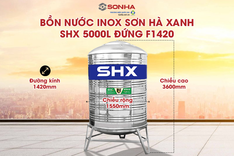 K&iacute;ch thước bồn inox Trang Chủ Game Trực Tuyến Cổng Game 8kbet.com Xanh SHX 5000L đứng F1420