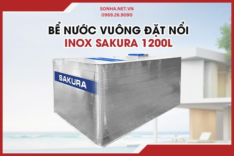 Bể nước vu&ocirc;ng đặt nổi inox Sakura dễ d&agrave;ng thay thế bể b&ecirc; t&ocirc;ng truyền thống