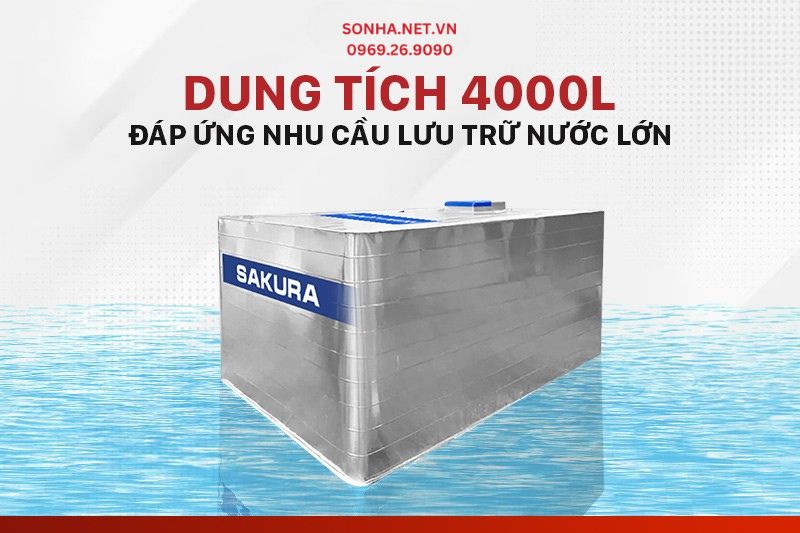 Model SKR.BIV4000L c&oacute; dung t&iacute;ch lưu trữ nước lớn 4000L