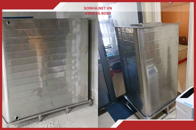Hình ảnh thực tế bể vuông inox đặt nổi Sakura