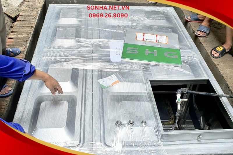 Ảnh thực tế bể nước ngầm inox Sơn Hà Xanh SHG